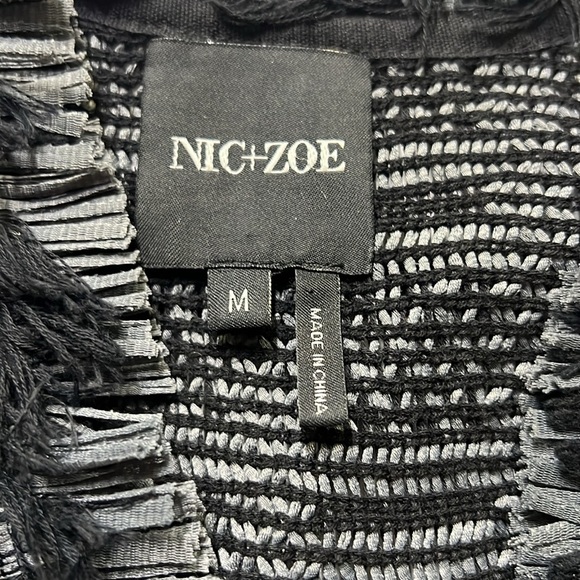 NIC+ZOE Charcoal Textured Blazer With Fringe Hem And Ruffled Collar - Picture 5 of 6